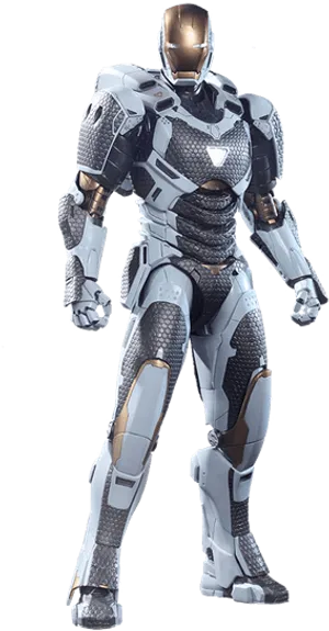 Futuristic Armored Suit Standing Pose PNG image