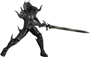 Futuristic_ Black_ Armored_ Knight PNG image