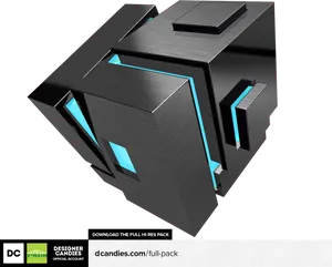 Futuristic Black Cube Design PNG image