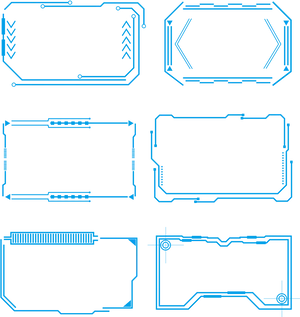 Futuristic Blue Borders Collection PNG image