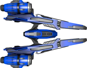 Futuristic Blue Spaceship Design PNG image