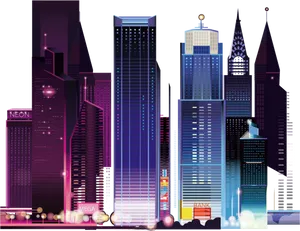 Futuristic Cityscape Illustration PNG