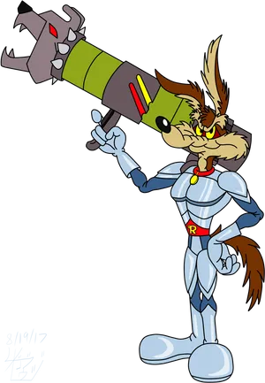Futuristic_ Coyote_with_ Rocket_ Launcher PNG image