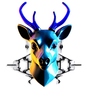 Futuristic Deer Head Cyber Art PNG Wtb43 PNG