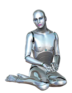 Futuristic Female Robot Sitting