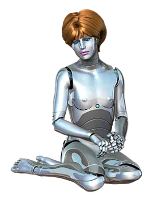 Futuristic Female Robot Sitting
