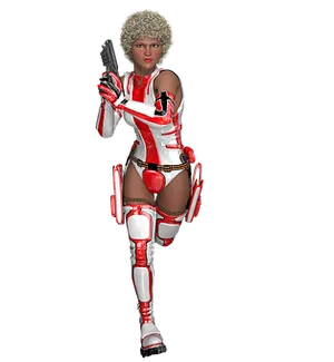 Futuristic Female Warriorwith Gun PNG image