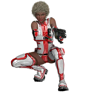 Futuristic Female Warriorwith Guns PNG image