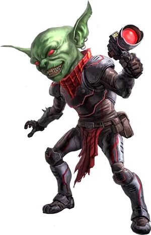 Futuristic Goblinwith Raygun PNG image