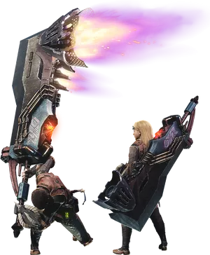 Futuristic Hunterswith Energy Weapons PNG image