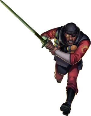 Futuristic Knight Action Pose PNG image