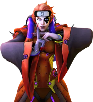 Futuristic Ninja Character Pose PNG image