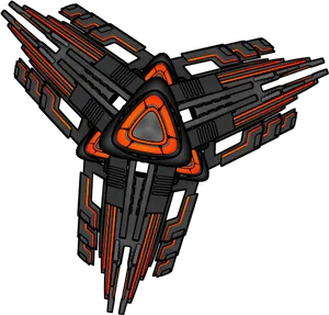 Futuristic Orange Black Spaceship PNG image