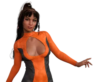 Futuristic Orange Dress3 D Model