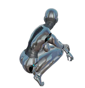 Futuristic Robot Crouching Position