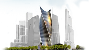 Futuristic Skyscraper Night Illumination PNG image