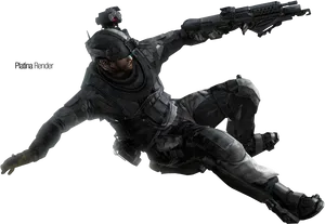 Futuristic Soldier In Action PNG image