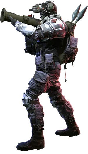 Futuristic Soldier With Rocket Launcher PNG image
