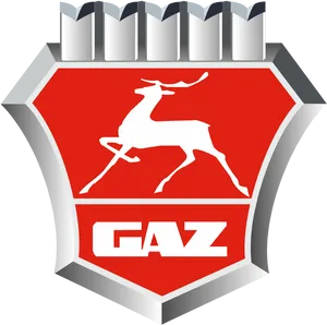 G A Z Car Logo Redand Silver PNG image