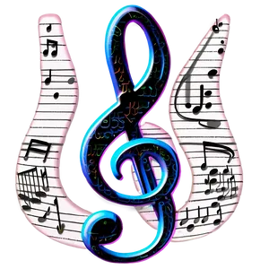 G Clef With Notes Png 06272024 PNG image