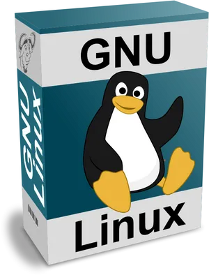G N U Linux Box Artwith Tux Penguin PNG image