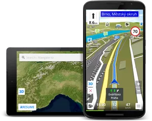 G P S Navigation Devices Displaying Mapand Route PNG image