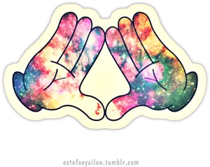 Galactic Peace Hand Sign PNG image