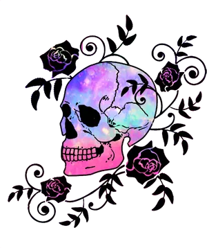 Galactic_ Skull_with_ Roses_ Artwork PNG
