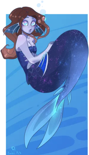 Galactic Tailed Mermaid Illustration PNG image