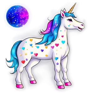 Galaxy Unicorn Clipart PNG Bwd11