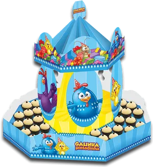 Galinha Pintadinha Carousel Cake Stand PNG image