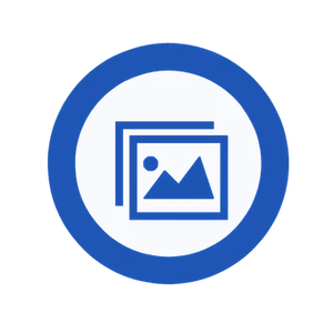 Gallery Icon Blue Circle Background