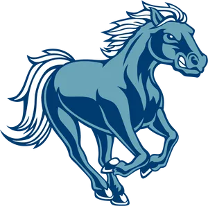 Galloping_ Blue_ Horse_ Vector PNG image