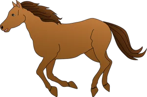 Galloping Brown Horse Cartoon PNG image
