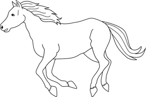 Galloping White Horse Line Art PNG image