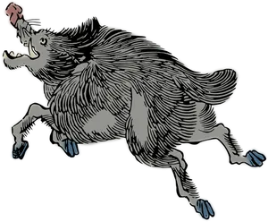 Galloping Wild Boar Illustration PNG image