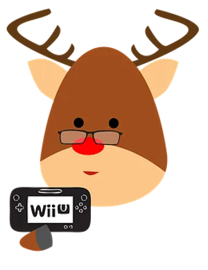Gamer Reindeerwith Wii U Controller