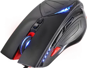 Gaming Mouse L E D Lights Black Red PNG image