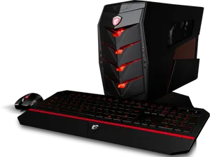 Gaming P C Setup Red Black
