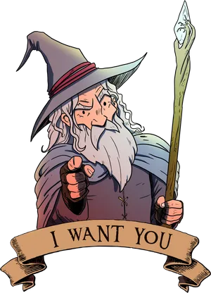 Gandalf I Want You Recruitment Poster PNG image