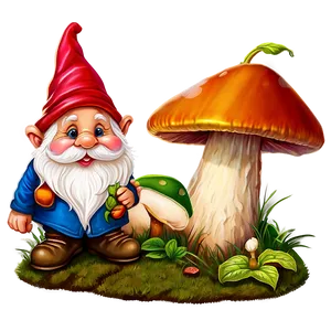 Garden Gnome On Mushroom PNG Mjv36 PNG