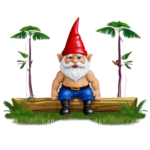 Garden Gnome Sitting PNG 06132024