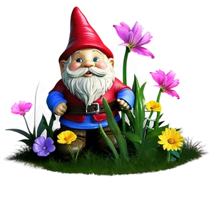 Garden Gnome With Flowers PNG 72