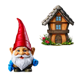 Garden Gnome With Gnome House PNG Fno