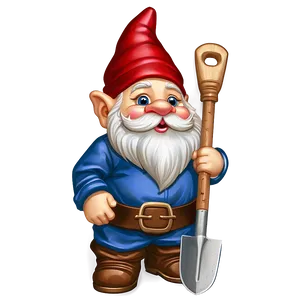 Garden Gnome With Shovel PNG Qew