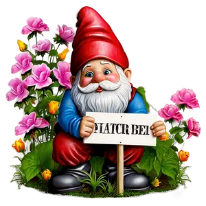 Garden Gnome With Sign PNG Yiy90 PNG
