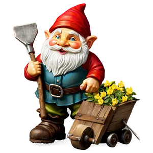 Garden Gnome With Wheelbarrow PNG Fcl25 PNG