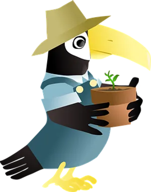 Gardener Toucan Cartoon PNG