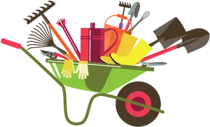 Gardening Tools Wheelbarrow Illustration PNG