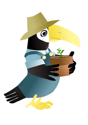 Gardening Toucan Cartoon Character